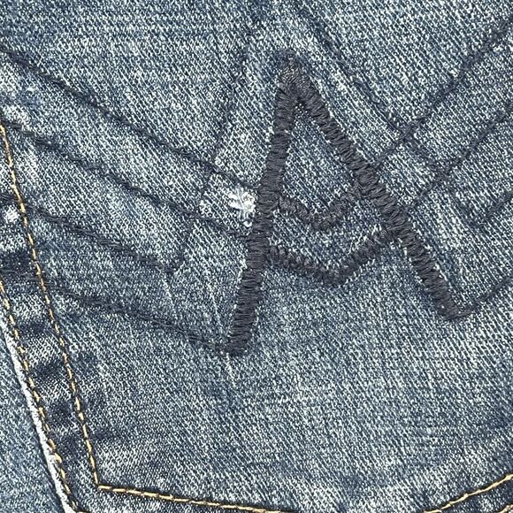 7 For All Mankind Brett Jeans Dark Wash Denim Bootcut Mens Size 36 X 32 Western - Picture 5 of 9